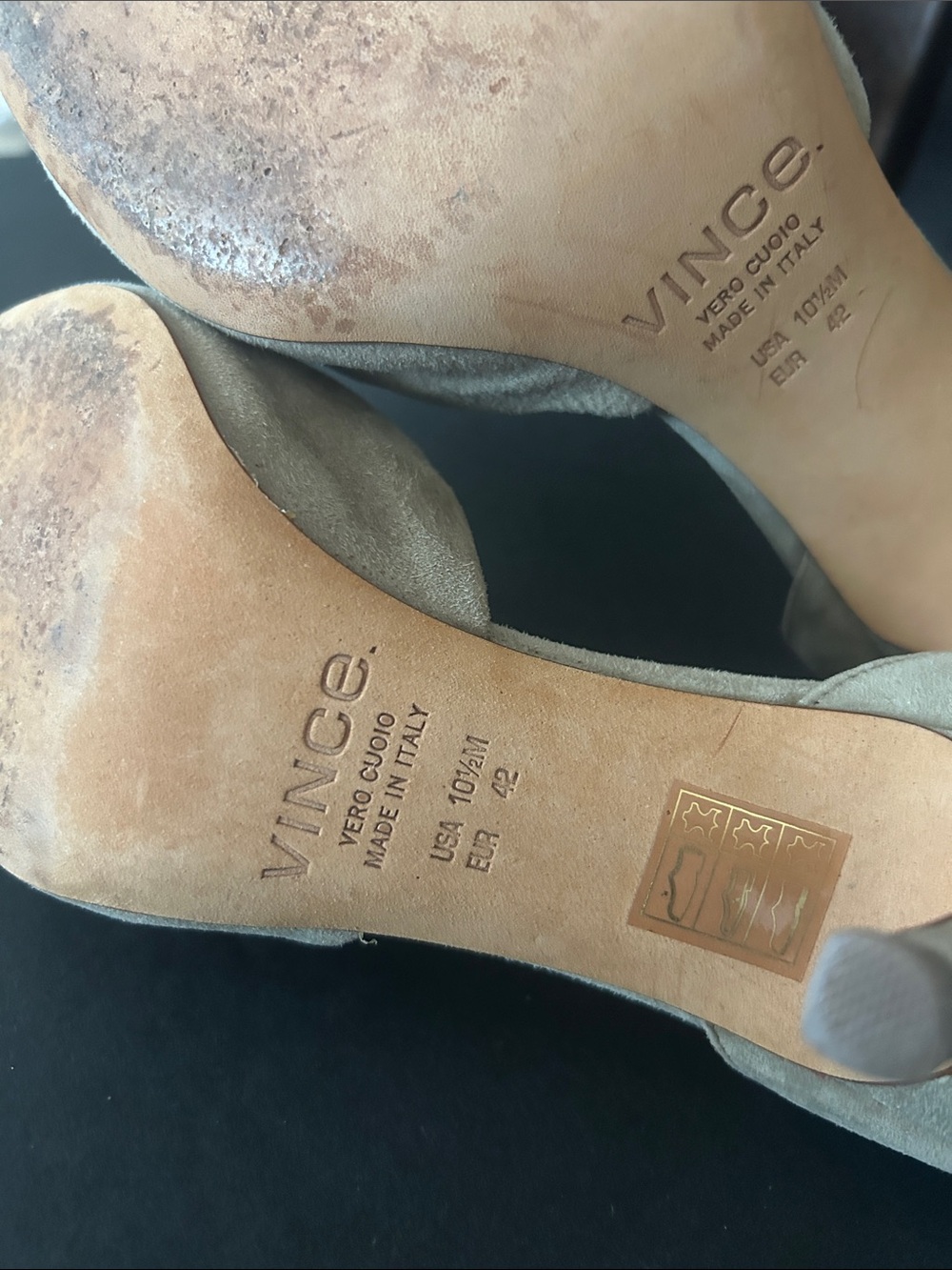 Vince Taupe Suede D'Orsay Pointed-Toe Kitten Heels - Picture 10 of 12